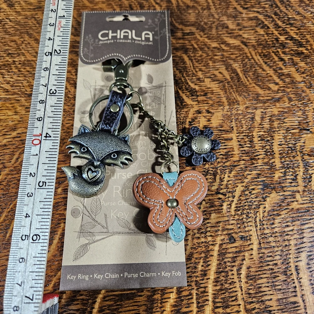 Chala Fox and Flower Keychain Metal Charming Keychain NWT